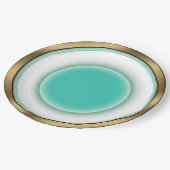 Fijne China Illusie - Wit, Aqua, Geborsteld Goud Papieren Bordje (Gekanteld)