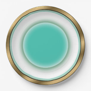 Fijne China Illusie - Wit, Aqua, Geborsteld Goud Papieren Bordje