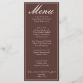 Fijne Chocolade Bruine Oude Geld Retro Bruiloft Menu (Voorkant)