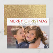 Fijne Christus in de gouden kerstfoto van de goude Feestdagenkaart (Voorkant / Achterkant)