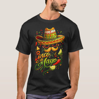 Fijne Cinco De Mayo Snorharengezicht Zonnebril T-shirt
