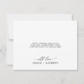 Fijne coligrafie Zwarte & Witte bloemen Dank je we Bedankkaart (Achterkant)