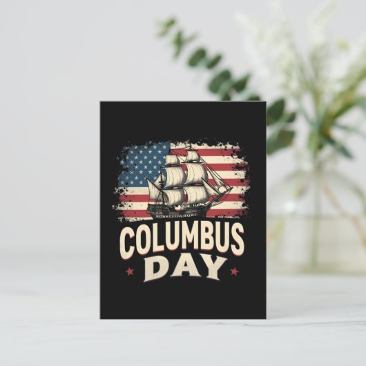 Fijne Columbus Dag van Verkenning en Reflectie Feestdagenkaart (Staand voorkant)