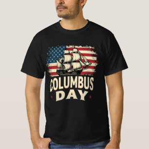 Fijne Columbus Dag van Verkenning en Reflectie T-shirt