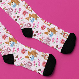 Fijne Corgi Valentijnsdag Patroon Sokken