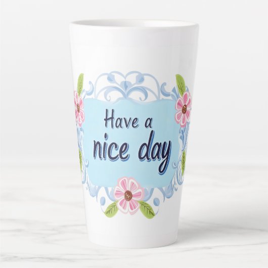 Fijne Dag Blauw Latte Mok (Voorkant)