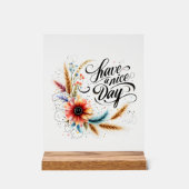 Fijne dag bloemen acryl bord (Voorkant)