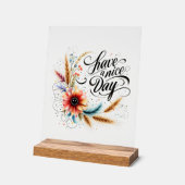 Fijne dag bloemen acryl bord (Hoek)