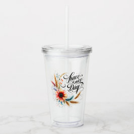 Fijne dag bloemen acryl drinkbeker