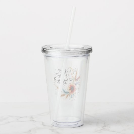 Fijne dag bloemen acryl drinkbeker (Achterkant)