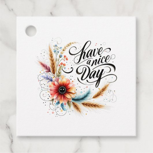 Fijne dag bloemen bedankjes labels (Voorkant)