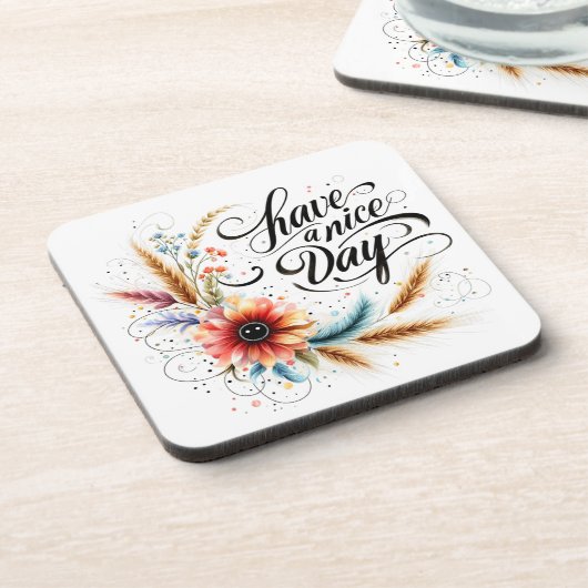 Fijne dag bloemen bier onderzetter (Linkerzijde)