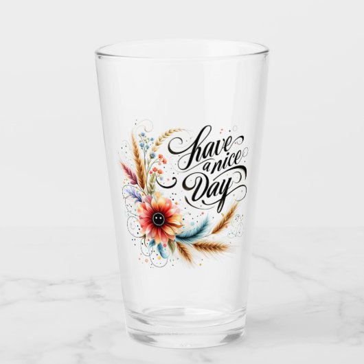 Fijne dag bloemen glas (Voorkant)