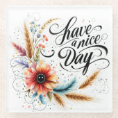 Fijne dag bloemen glazen onderzetter (Voorkant)