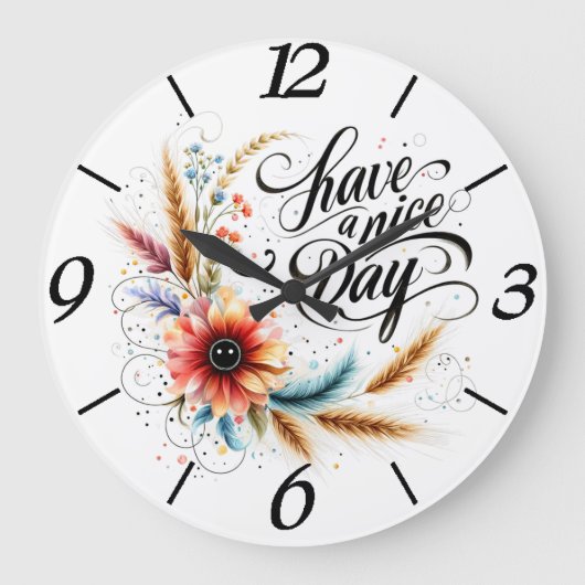 Fijne dag bloemen grote klok (Voorkant)