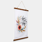Fijne dag bloemen hangend wandkleed (Gebogen)