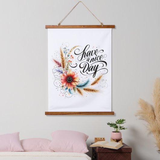 Fijne dag bloemen hangend wandkleed (Slaapkamer)