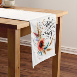 Fijne dag bloemen korte tafelloper