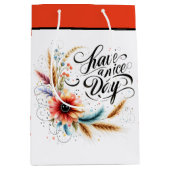 Fijne dag bloemen medium cadeauzakje (Voorkant)