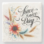 Fijne dag bloemen stenen onderzetter (Voorkant)