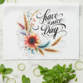 Fijne dag bloemen theedoek (Gevouwen)