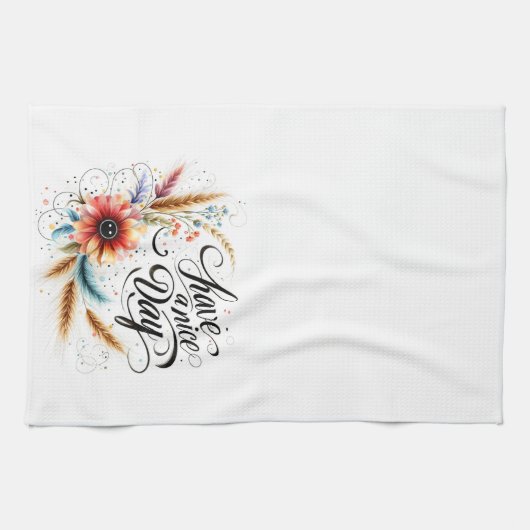 Fijne dag bloemen theedoek (Horizontaal)