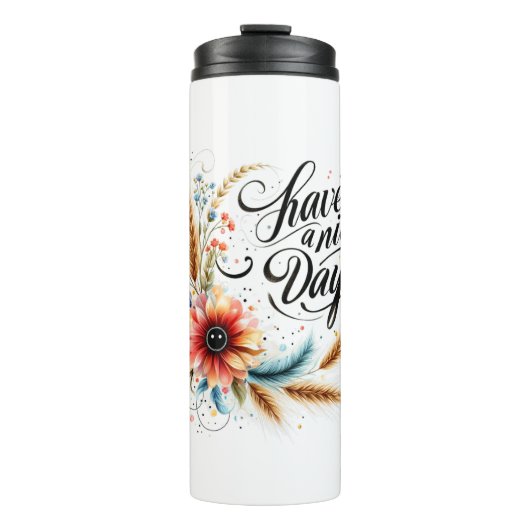 Fijne dag bloemen thermosbeker (Voorkant)