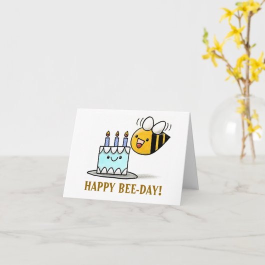 Fijne dag, HAPPY BEE-DAY! Kaart (Gele Bloem)