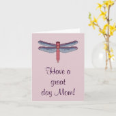 Fijne dag mam! libellen-notecard kaart (Gele Bloem)