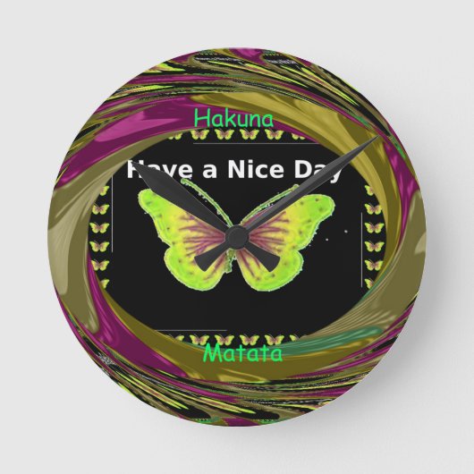 Fijne dag: Mooie oneindigheid vlinders kunst Ronde Klok (Voorkant)