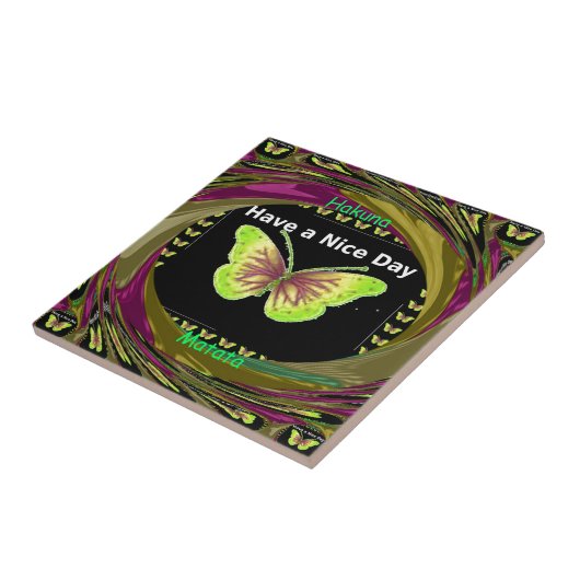 Fijne dag: Mooie oneindigheid vlinders kunst Tegeltje (Zijkant)