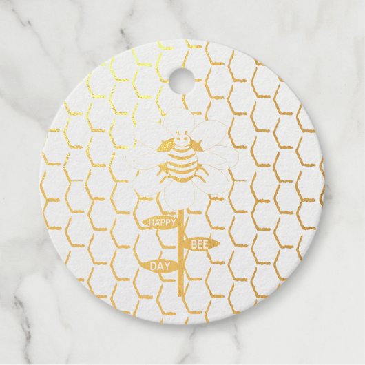 Fijne dag na geboorte Bumblebee Aangepaste Folie Bedankjes Labels (Voorkant)