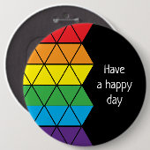 Fijne dag regenboog ronde button 6,0 cm (Voorkant /achterkant)