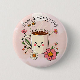Fijne dag | Schattigee koffie Ronde Button 5,7 Cm