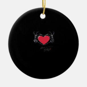 Fijne dag! Skelet Handen Met Hart Klassiek Keramisch Ornament