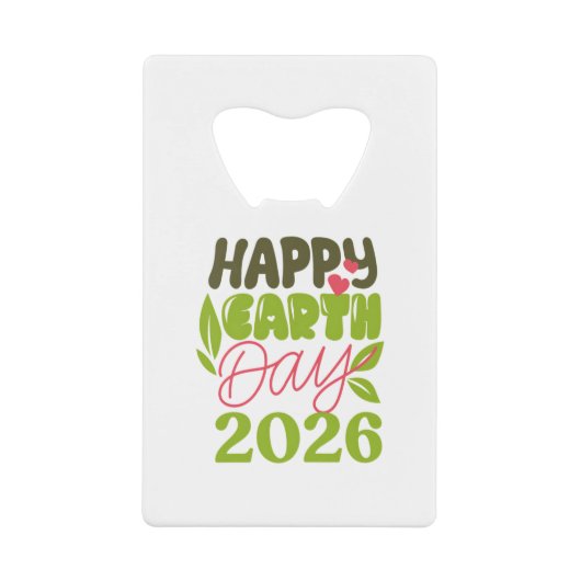 Fijne Dag van de Aarde 2026 Creditkaart Flessenopener (Voorkant)