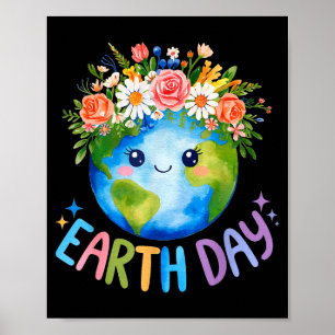 Fijne Dag van de Aarde Lieve Aarde Met Bloemrijke  Poster