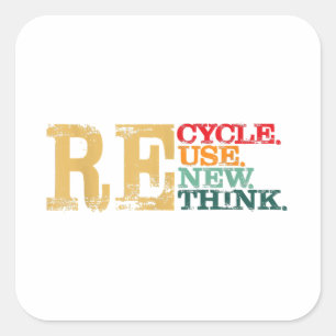 Fijne Dag van de Aarde Recycle Hergebruik Vernieuw Vierkante Sticker