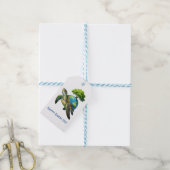 Fijne Dag van de Aarde Schildpad Planeet en Bomen Cadeaulabel (Met Touw)