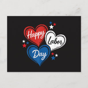Fijne Dag van de Arbeid Patriottische Harten Rood Briefkaart