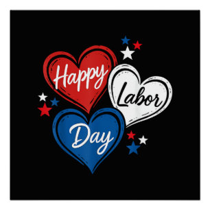 Fijne Dag van de Arbeid Patriottische Harten Rood Perfect Poster