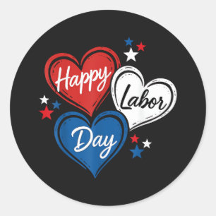 Fijne Dag van de Arbeid Patriottische Harten Rood Ronde Sticker