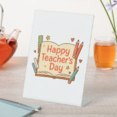 Fijne dag van de leraar reclamebord met voetstuk (Insitu)