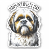 Fijne dag verder | Schattige Shih Tzu Sticker (Voorkant)