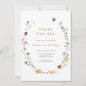 Fijne dag voor de eerste verjaardag van de bijenda kaart (Voorkant)