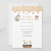 Fijne dag voor de eerste verjaardag van de bijenda kaart (Voorkant)