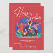 Fijne dansen Happy Diwali Flat Holiday Kaart (Voorkant / Achterkant)