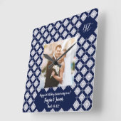 Fijne decoratieve fotoklok van 1 verjaardag vierkante klok (Hoek)