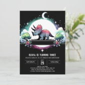 Fijne Dino Triceratops verjaardag Kaart (Staand voorkant)