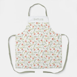 Fijne Ditsy Waterverf Bloem Pastel Patroon Schort